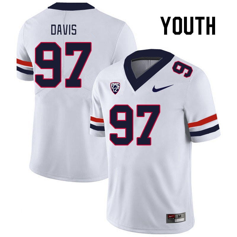 Youth #97 Tristan Davis Arizona Wildcats College Football Jerseys Stitched Sale-White